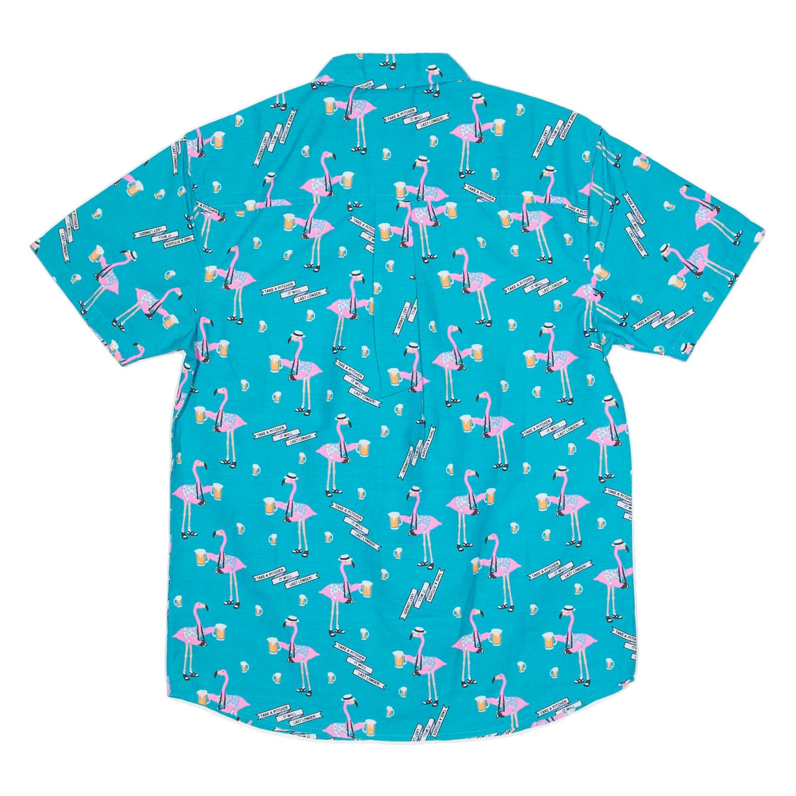 PARTY PANTS Mens Hawaiian Shirt Blue Crazy Pattern S