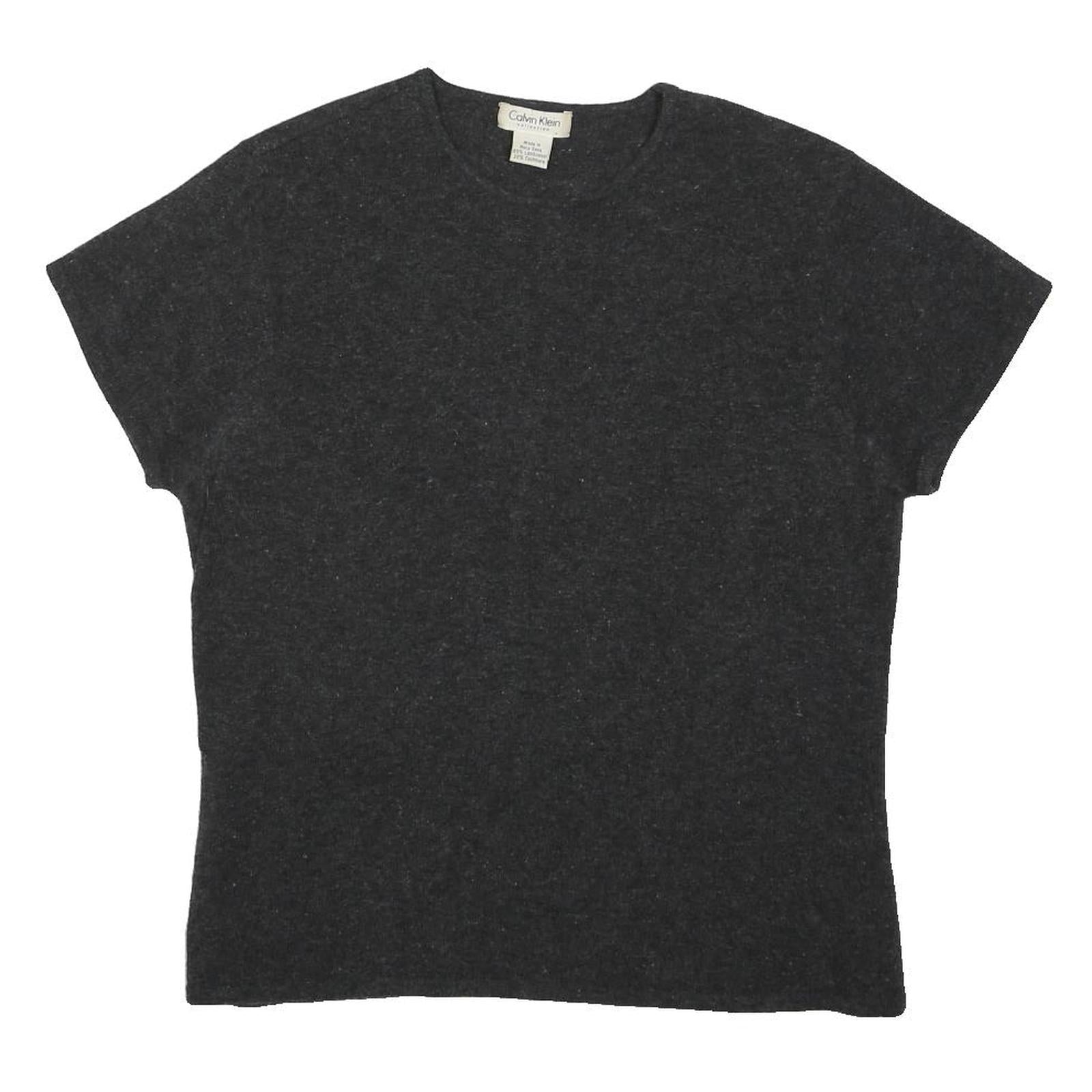 CALVIN KLEIN Womens Grey Basic Wool Blend Top Short Sleeve Crew Neck M Casual