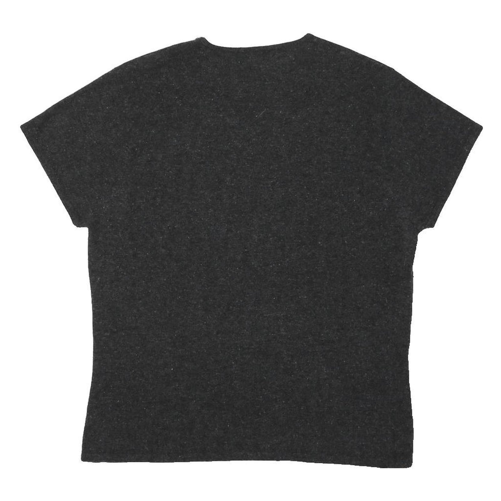 CALVIN KLEIN Womens Grey Basic Wool Blend Top Short Sleeve Crew Neck M Casual