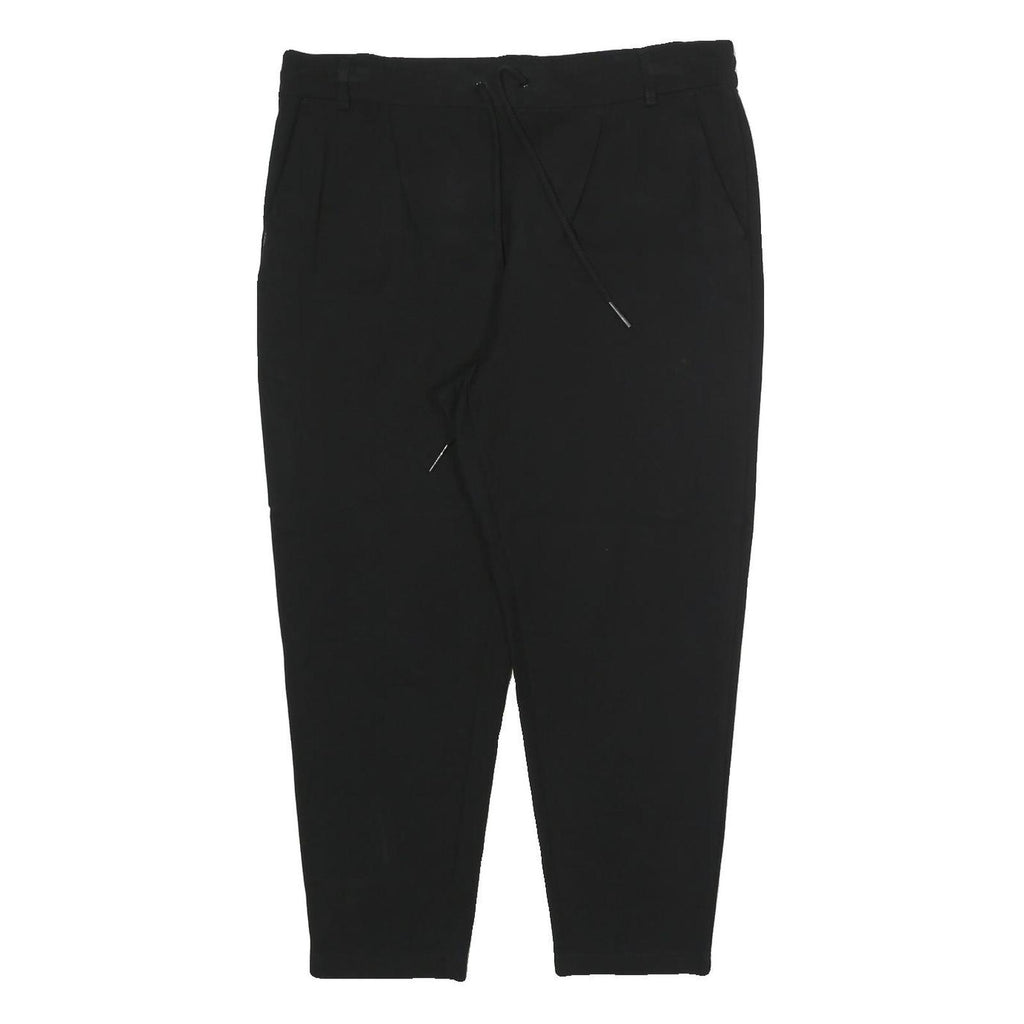 DKNY Womens Joggers Black XL W34 L23 Relaxed Tapered Polyester Blend Drawstring