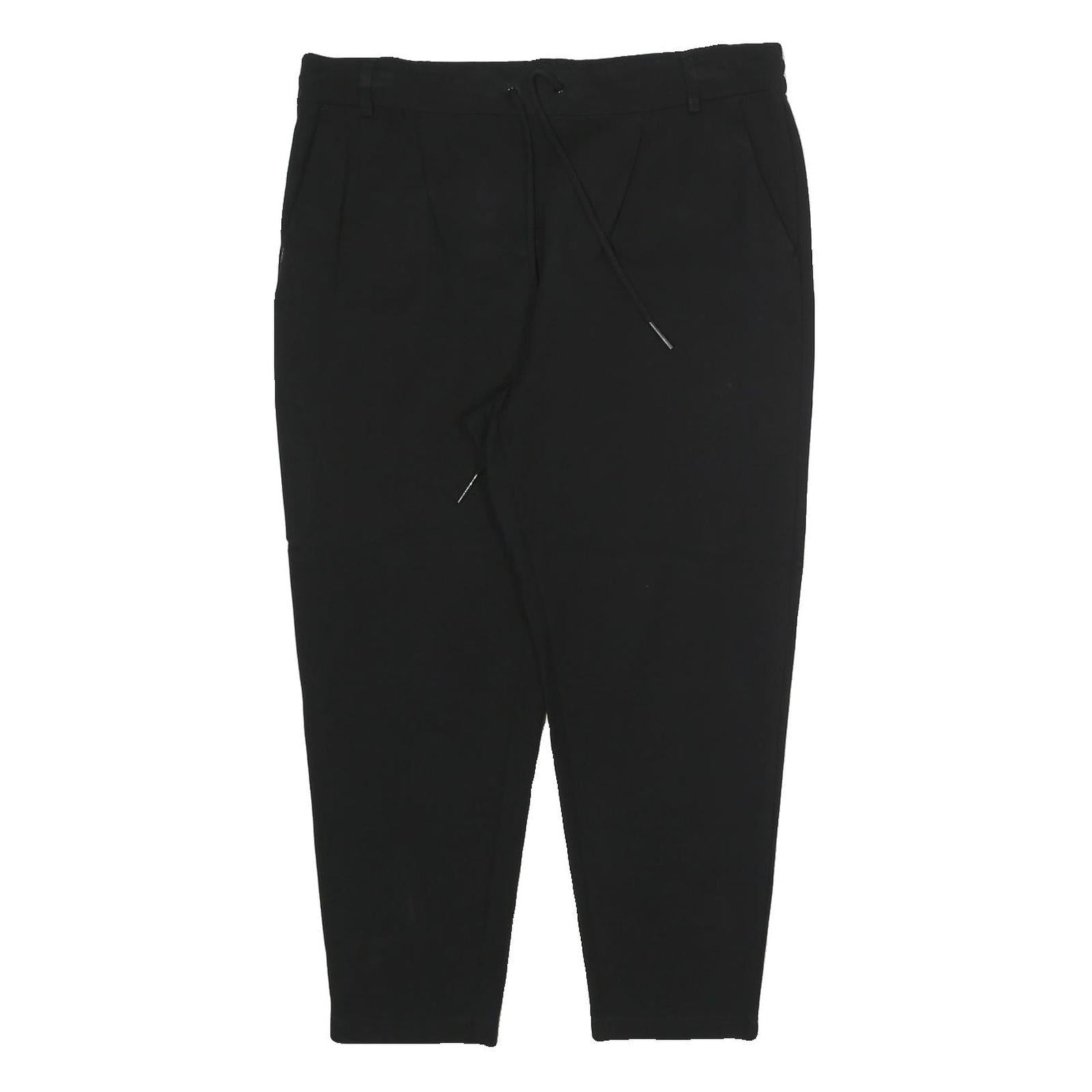 DKNY Womens Joggers Black XL W34 L23 Relaxed Tapered Polyester Blend Drawstring