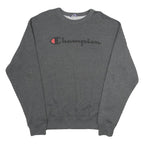 CHAMPION Mens Grey Cotton Blend Crew Neck M Logo Sweatshirt Pullover