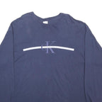 CALVIN KLEIN JEANS Mens Blue Long Sleeve Crew Neck T-Shirt XL Logo Print