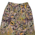 Womens Pleated Skirt Green Knee Length Floral M