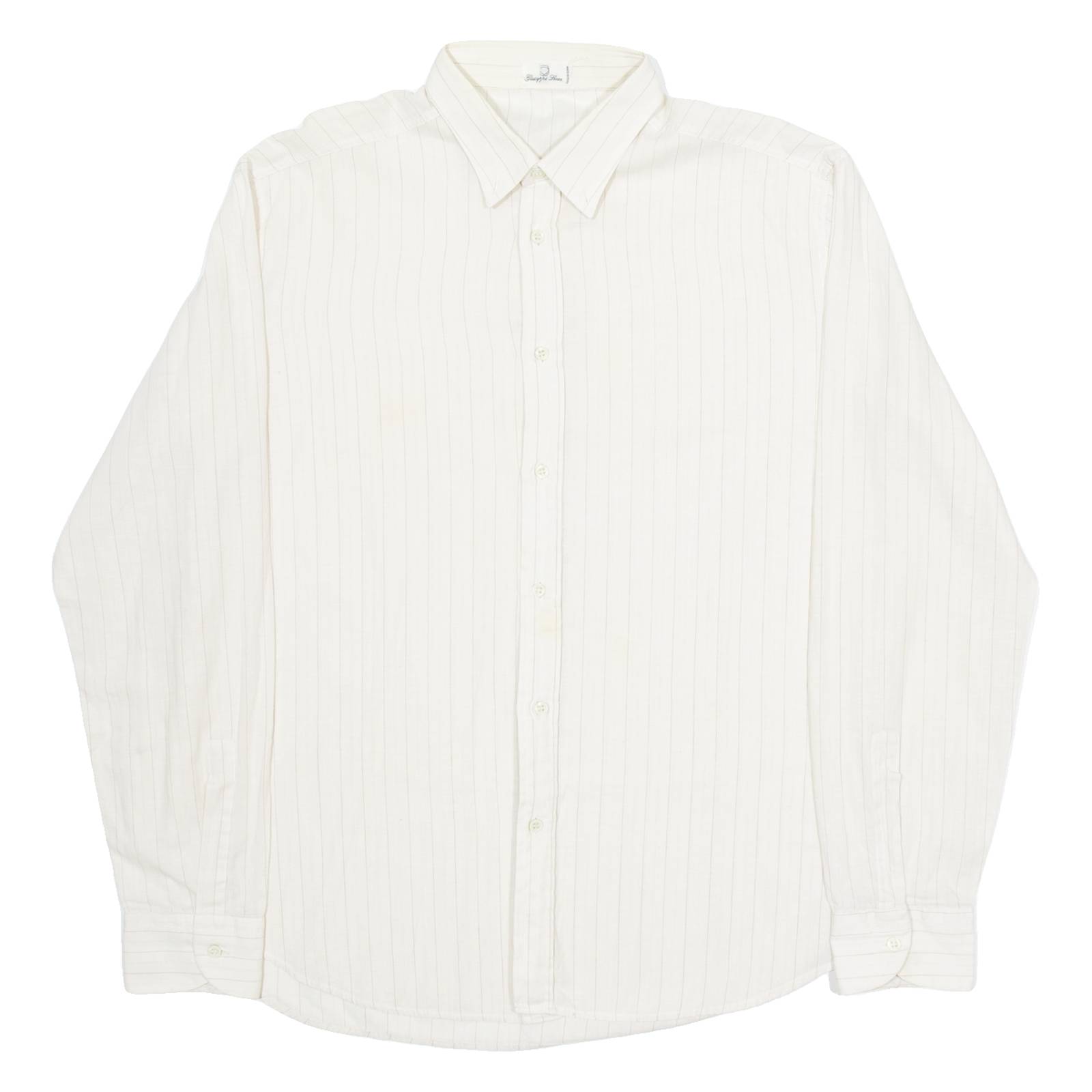 GIUSEPPE LENSA Mens Shirt Beige Striped Long Sleeve M