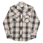 WRANGLER Mens Beige Brown Plaid Western Shirt M Casual Button-Down Cotton Blend