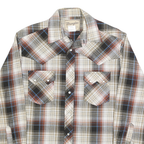 WRANGLER Mens Beige Brown Plaid Western Shirt M Casual Button-Down Cotton Blend
