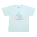 ONEITA Womens Light Blue Graphic T-Shirt XL Short Sleeve Crew Neck Cotton Blend