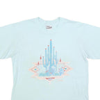 ONEITA Womens Light Blue Graphic T-Shirt XL Short Sleeve Crew Neck Cotton Blend