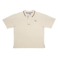 PUMA Mens Beige & Maroon Short Sleeve Plain L Polo Shirt Cotton Blend Classic
