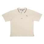 PUMA Mens Beige & Maroon Short Sleeve Plain L Polo Shirt Cotton Blend Classic