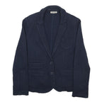 WHISTLES Womens Navy Blue Cotton Blazer Jacket UK 12 Plain Button Closure