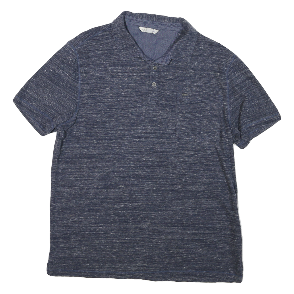 CALVIN KLEIN JEANS Mens Blue Short Sleeve Plain Polo Shirt M Cotton Casual