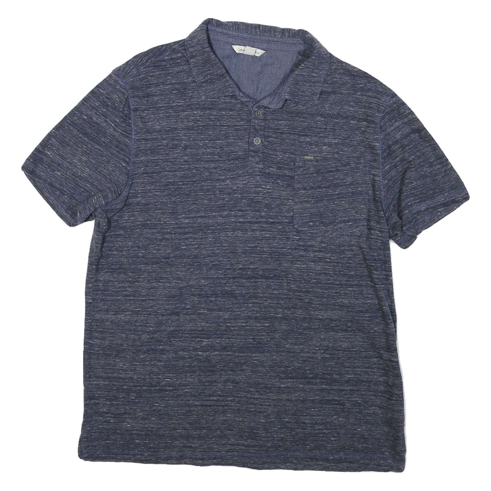 CALVIN KLEIN JEANS Mens Blue Short Sleeve Plain Polo Shirt M Cotton Casual