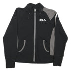 FILA Womens Black & Grey Track Jacket L Polyester Blend Zip Sportswear