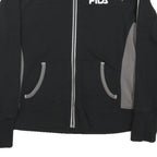 FILA Womens Black & Grey Track Jacket L Polyester Blend Zip Sportswear