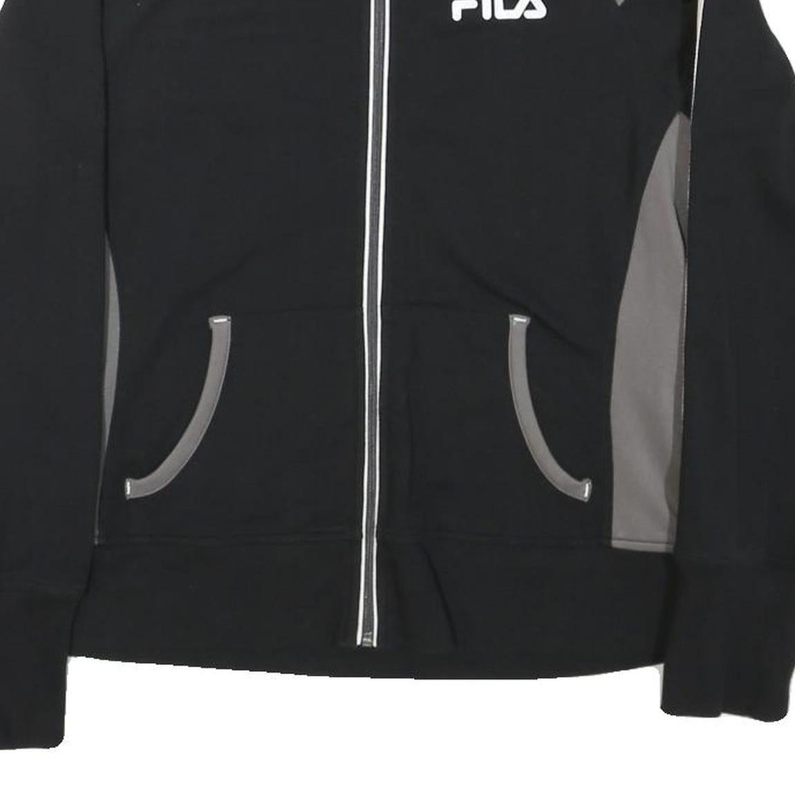 FILA Womens Black & Grey Track Jacket L Polyester Blend Zip Sportswear