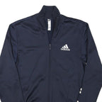 ADIDAS Mens Navy Blue Track Jacket XS Polyester Blend Zip Logo Sleeve