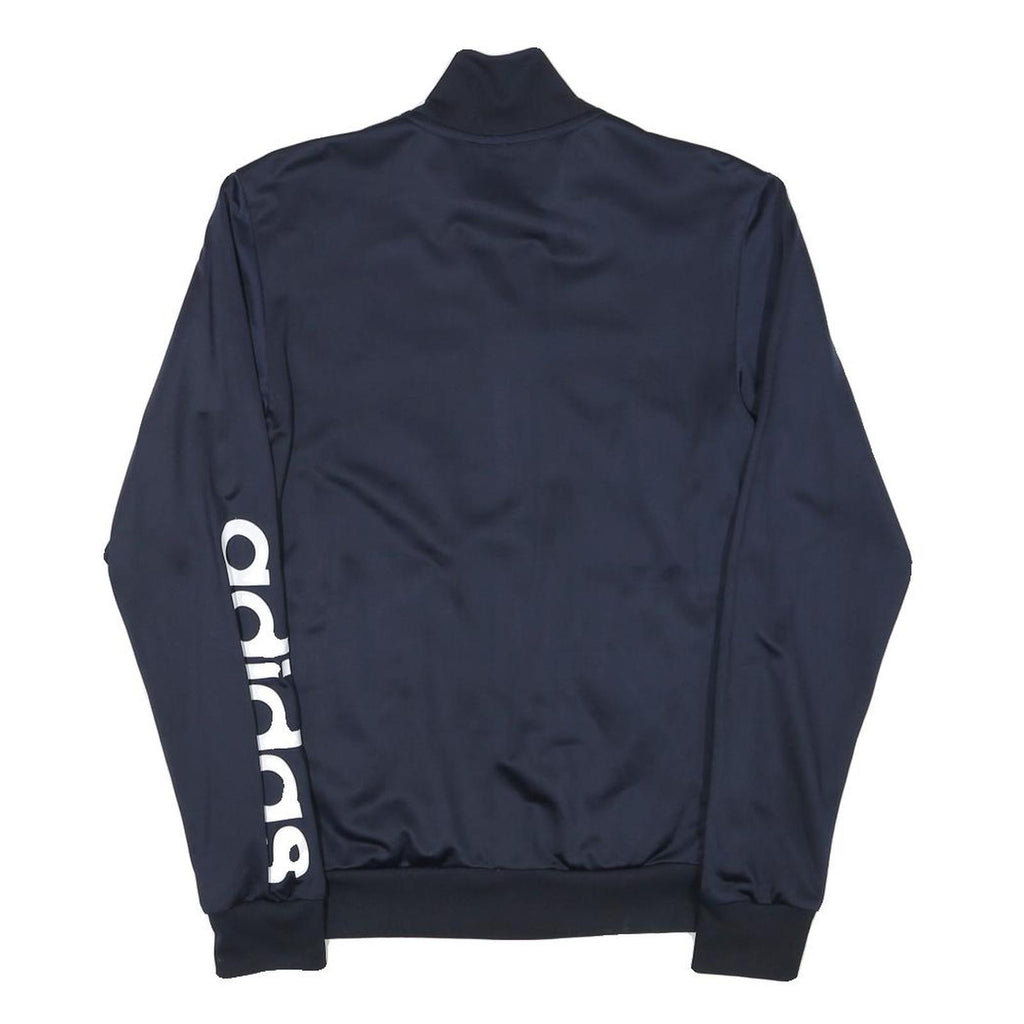 ADIDAS Mens Navy Blue Track Jacket XS Polyester Blend Zip Logo Sleeve