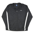 REEBOK Mens Black & White Zip Jacket XL Polyester Blend Plain Sportswear Fitness