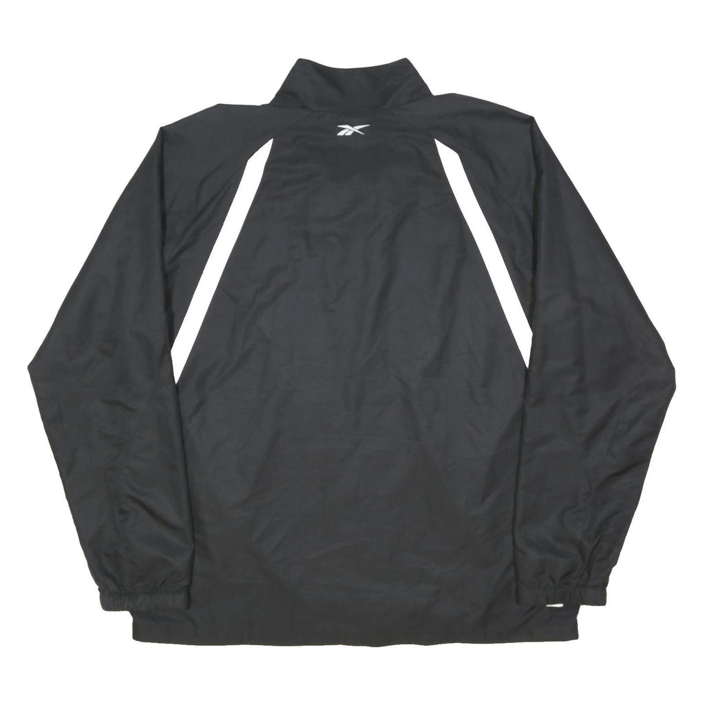 REEBOK Mens Black & White Zip Jacket XL Polyester Blend Plain Sportswear Fitness