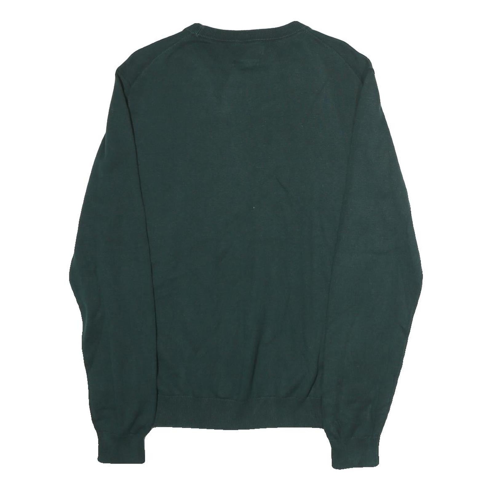 REPLAY Mens Green Jumper Plain Crew Neck Basic Knit M Casual Everyday Cotton