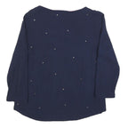 WHITE STUFF Womens Navy Blue Printed Long Sleeve Round Neck Top UK 10