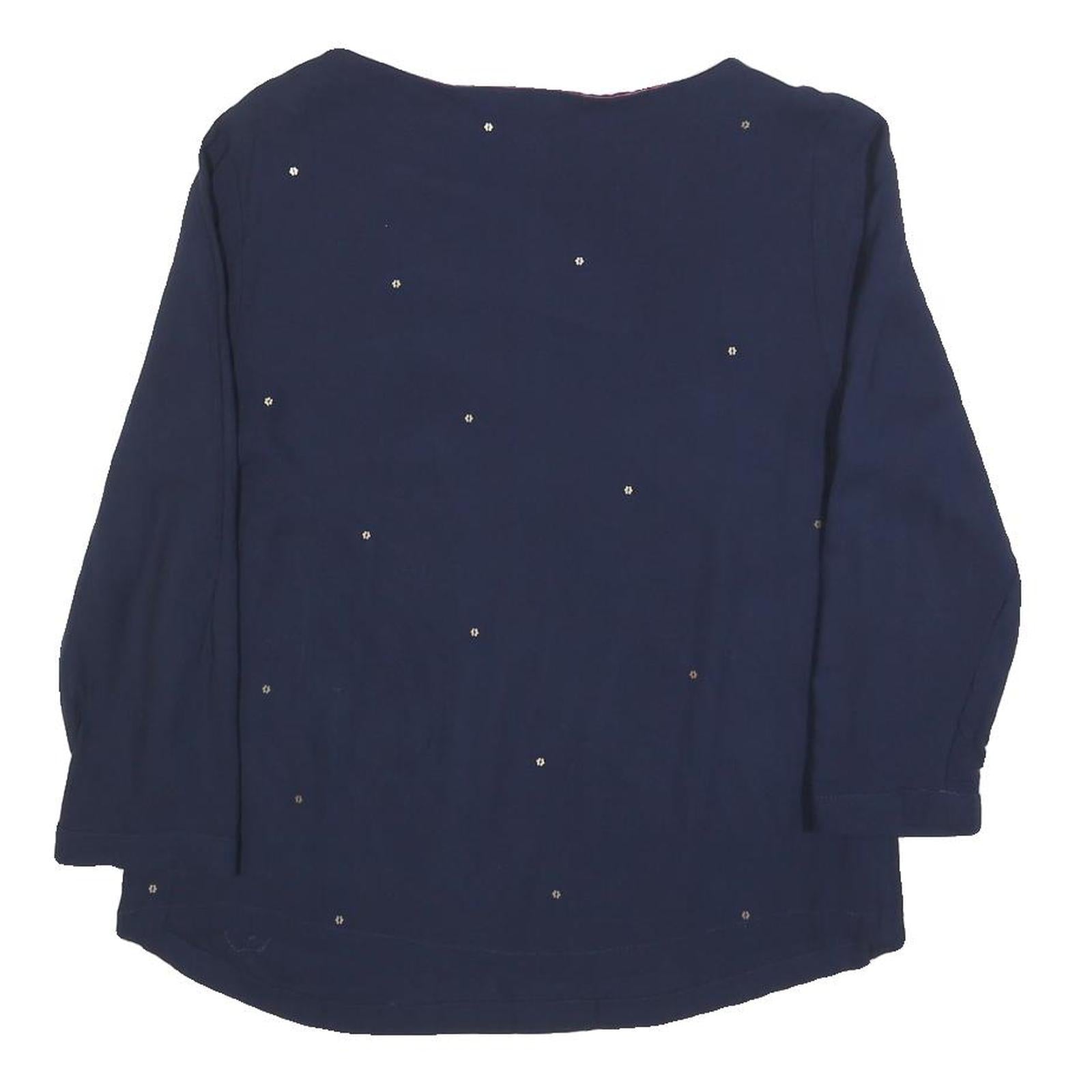 WHITE STUFF Womens Navy Blue Printed Long Sleeve Round Neck Top UK 10