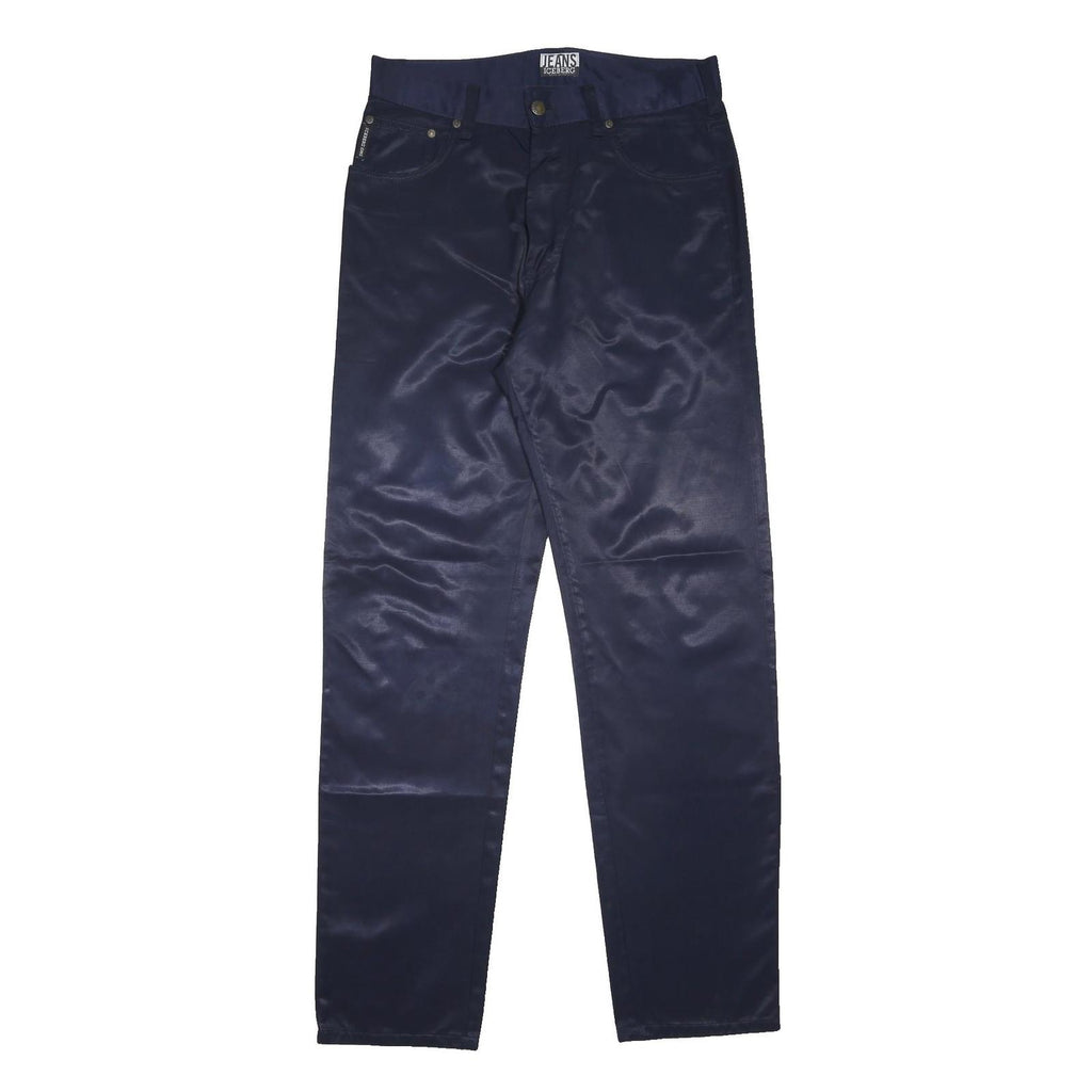 ICEBERG Mens Cotton Blend Navy Slim Tapered Trousers W30 L30 Casual Smart