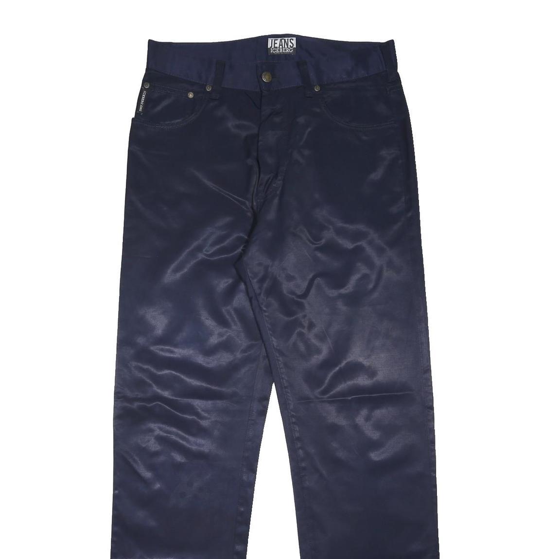 ICEBERG Mens Cotton Blend Navy Slim Tapered Trousers W30 L30 Casual Smart
