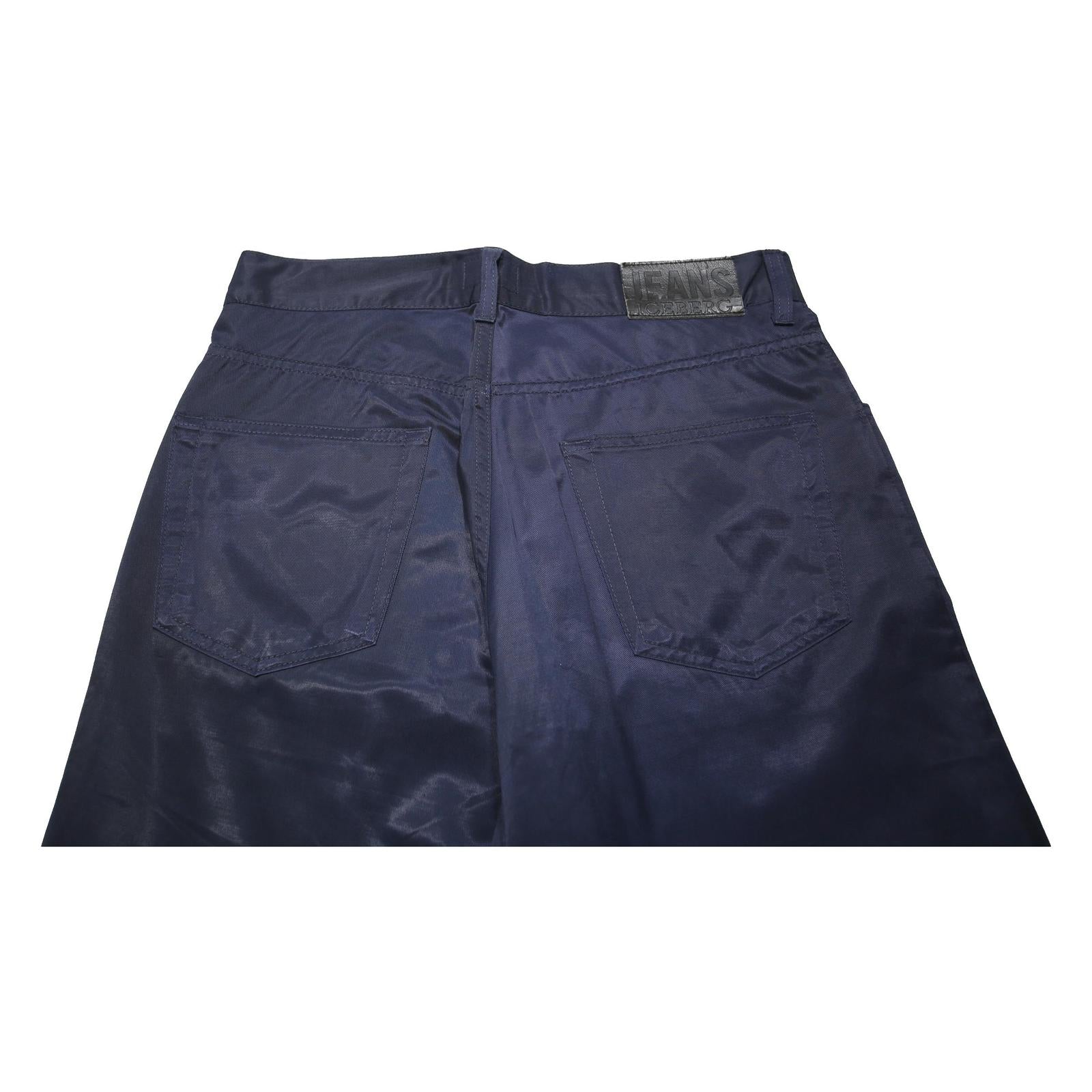 ICEBERG Mens Cotton Blend Navy Slim Tapered Trousers W30 L30 Casual Smart