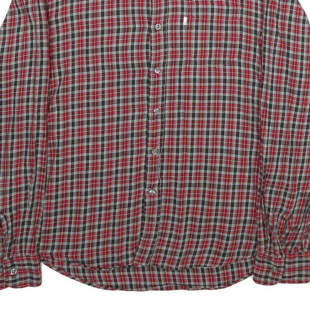 LEVI'S Mens Red Black Check Shirt L Cotton Long Sleeve Button Collar Casual