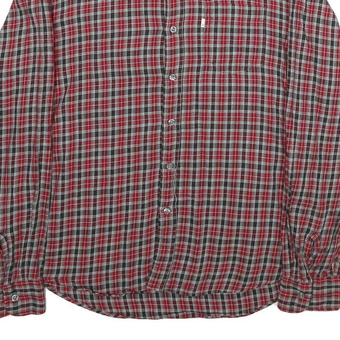 LEVI'S Mens Red Black Check Shirt L Cotton Long Sleeve Button Collar Casual