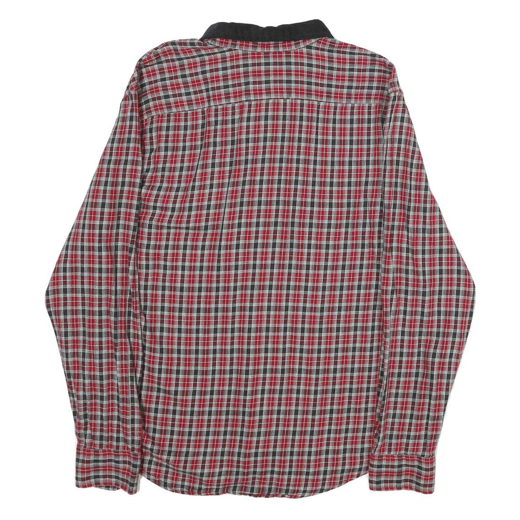 LEVI'S Mens Red Black Check Shirt L Cotton Long Sleeve Button Collar Casual