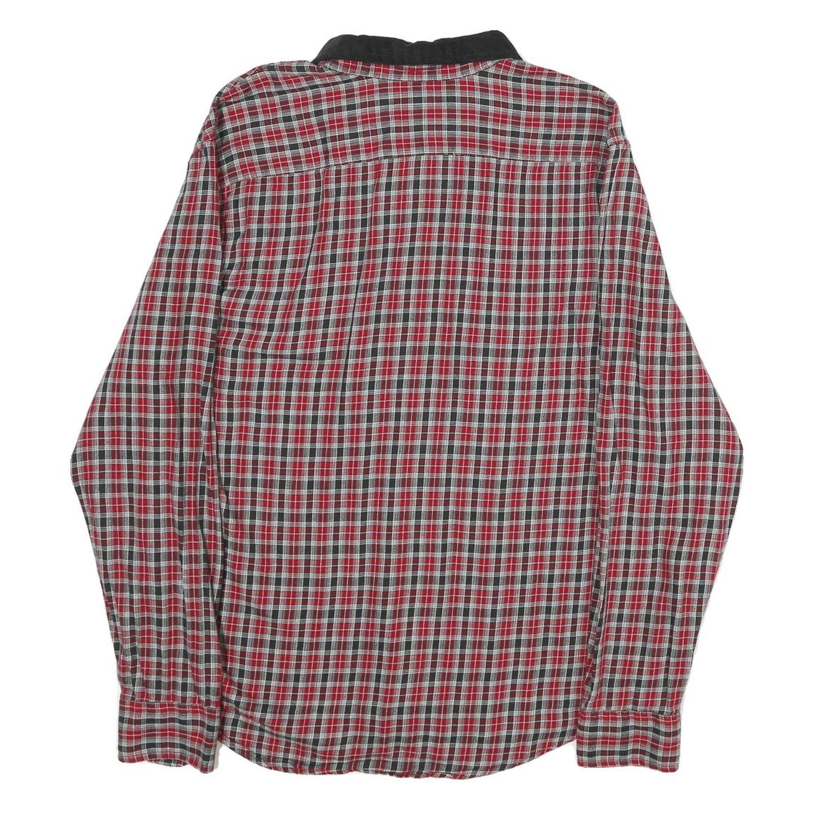 LEVI'S Mens Red Black Check Shirt L Cotton Long Sleeve Button Collar Casual