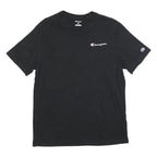 CHAMPION Mens Black Graphic T-Shirt L Short Sleeve Crew Neck Logo Print
