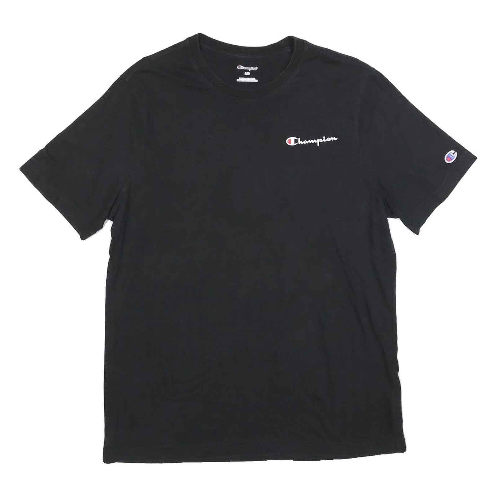 CHAMPION Mens Black Graphic T-Shirt L Short Sleeve Crew Neck Logo Print