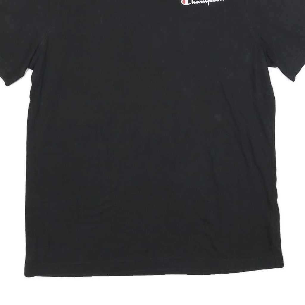 CHAMPION Mens Black Graphic T-Shirt L Short Sleeve Crew Neck Logo Print