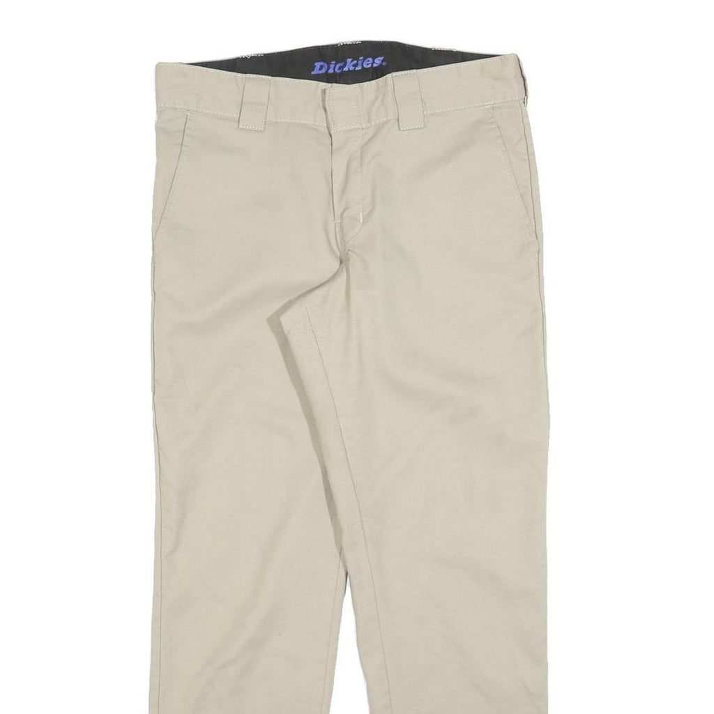 DICKIES Mens Regular Fit Beige Cotton Blend Trousers W31 L30 Workwear Zip