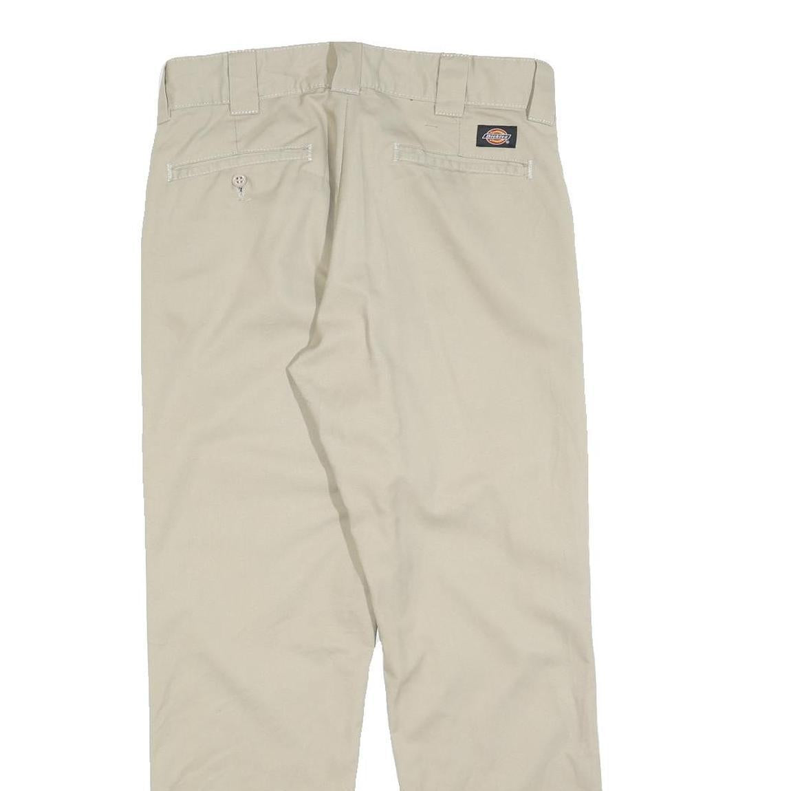 DICKIES Mens Regular Fit Beige Cotton Blend Trousers W31 L30 Workwear Zip