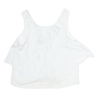 TRAFALUC Womens White Basic Sleeveless Round Neck Plain M Summer Top