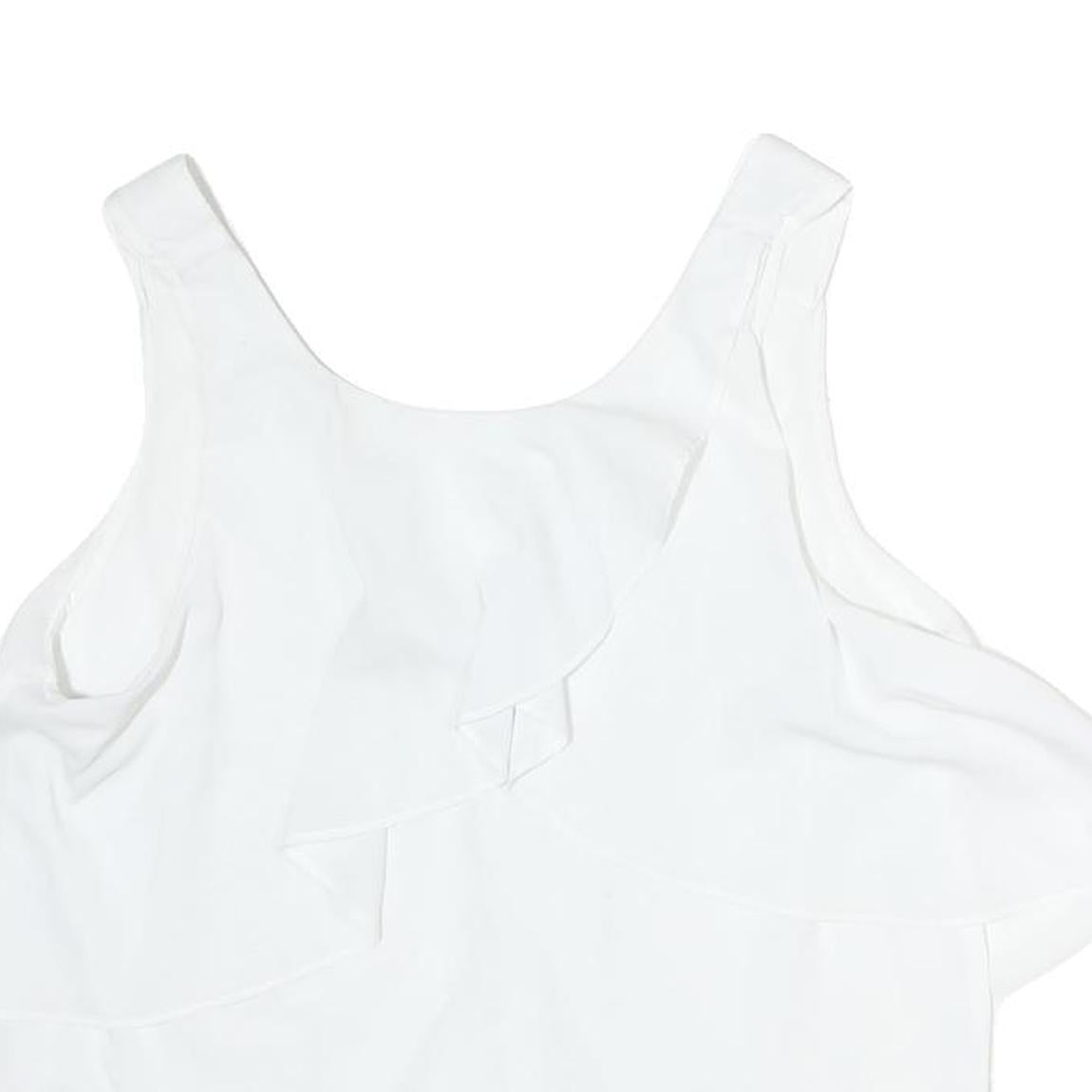 TRAFALUC Womens White Basic Sleeveless Round Neck Plain M Summer Top