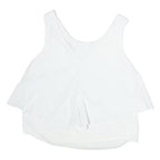 TRAFALUC Womens White Basic Sleeveless Round Neck Plain M Summer Top