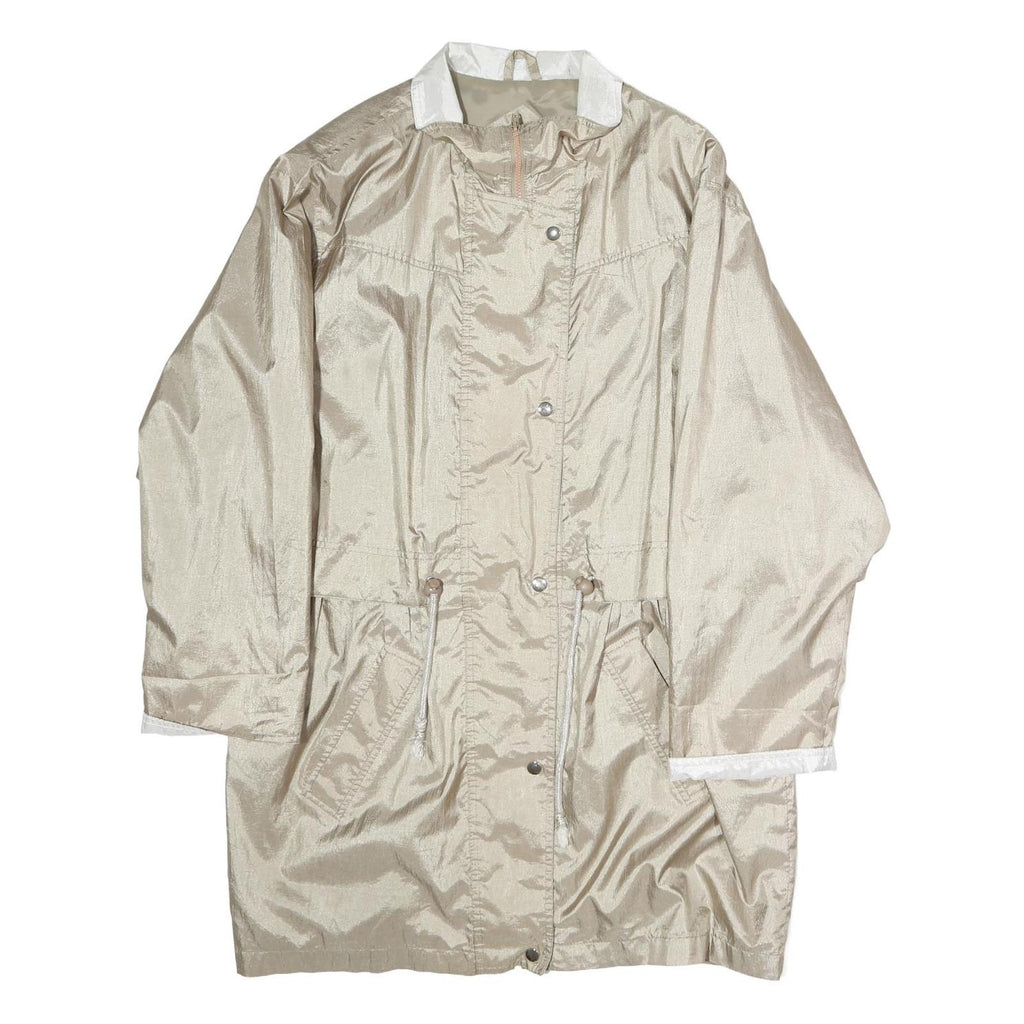 GEORGIA FORDI Womens Beige Jacket L Polyester Zip Plain Practical Lightweight