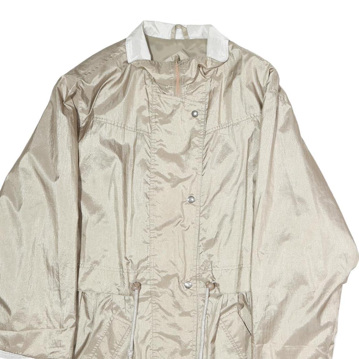 GEORGIA FORDI Womens Beige Jacket L Polyester Zip Plain Practical Lightweight