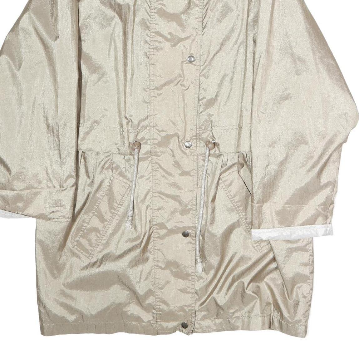 GEORGIA FORDI Womens Beige Jacket L Polyester Zip Plain Practical Lightweight