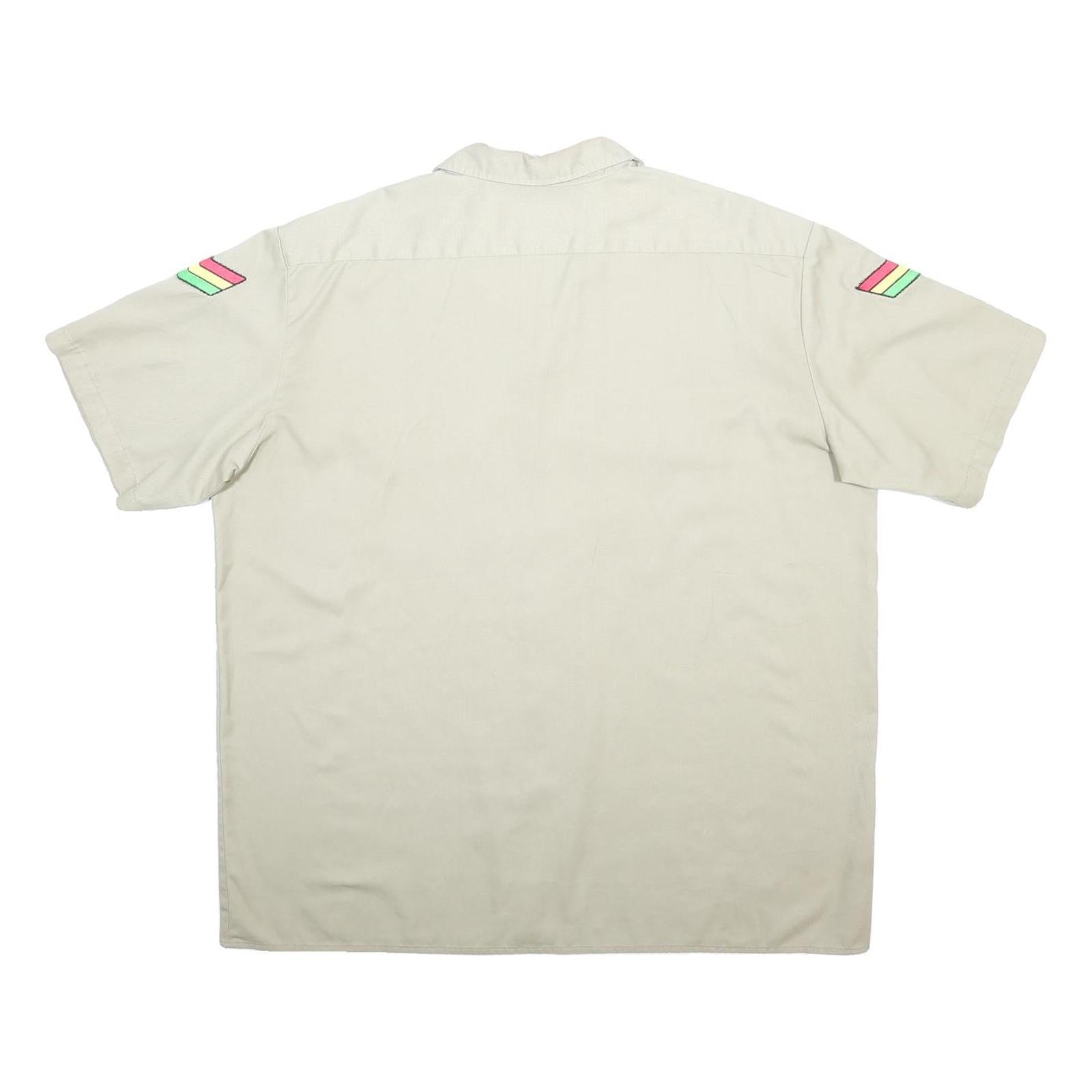 DICKIES Mens Beige Workwear Shirt 2XL Cotton Blend Short Sleeve Button