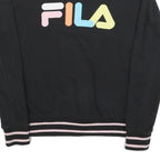 FILA Womens Black Cotton Blend Crew Neck S Logo Sweatshirt Pullover Casual