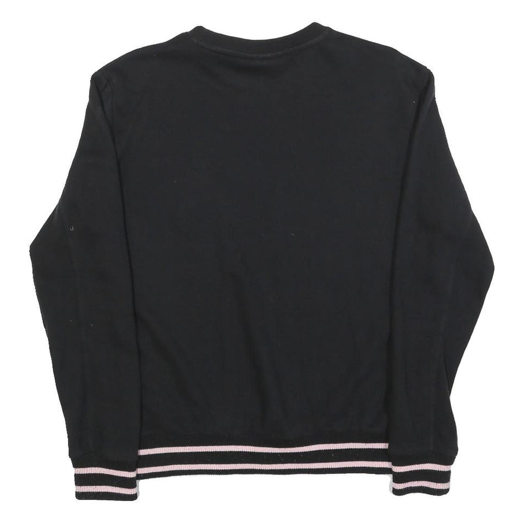 FILA Womens Black Cotton Blend Crew Neck S Logo Sweatshirt Pullover Casual