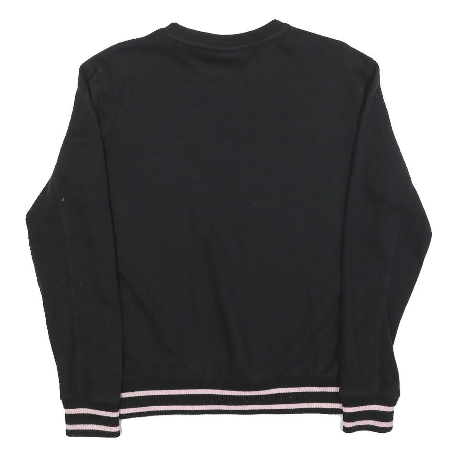 FILA Womens Black Cotton Blend Crew Neck S Logo Sweatshirt Pullover Casual